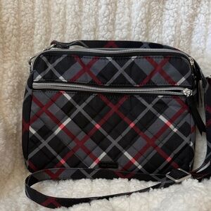 Vera Bradley Quilted Plaid Crossbody in Black, Gray & Burgundy